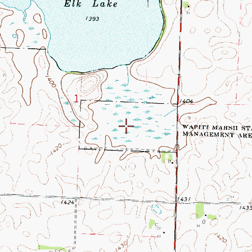 Topographic Map of Wapiti Marsh State Game Management Area, IA