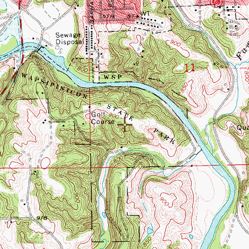 Topographic Map of Wapsipinicon State Park, IA