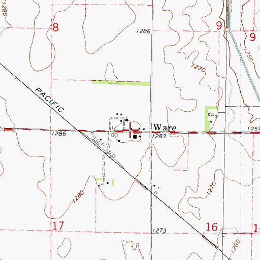 Topographic Map of Ware, IA
