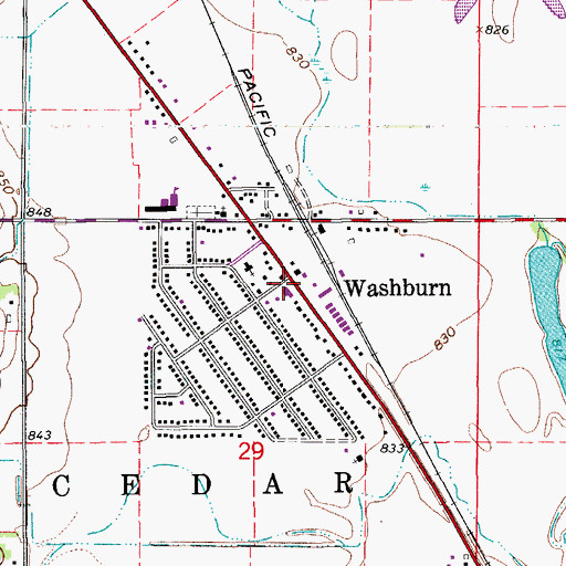 Topographic Map of Washburn, IA