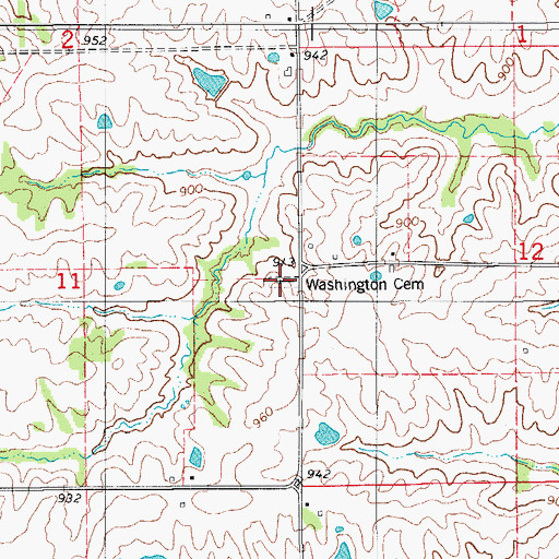 Topographic Map of Washington Cemetery, IA