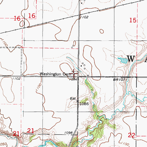 Topographic Map of Washington Cemetery, IA