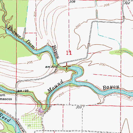 Topographic Map of Beaver Dam Bayou, AR
