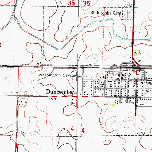 Topographic Map of Washington Cemetery, IA