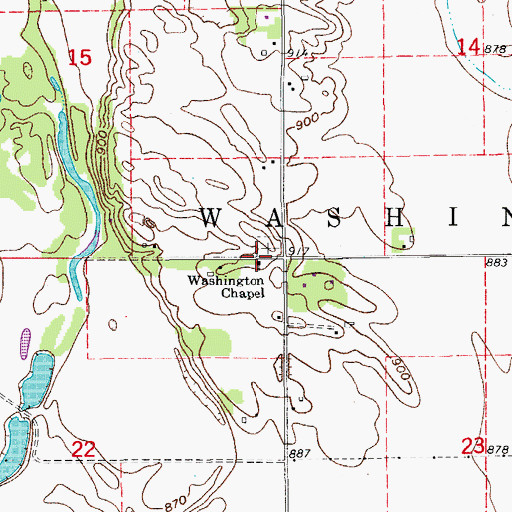 Topographic Map of Washington Chapel, IA