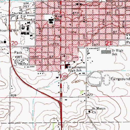 Topographic Map of Vinton - Shellsburg Middle School, IA