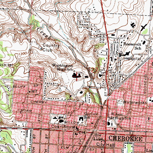 Topographic Map of Washington High School, IA