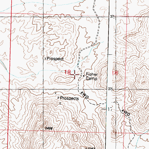 Topographic Map of Fisher Camp, AZ