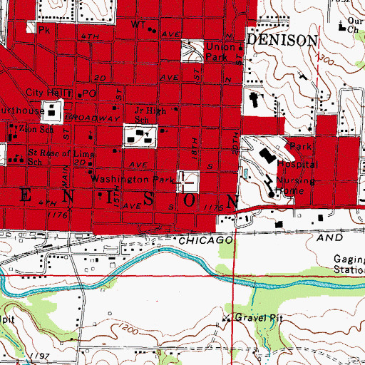 Topographic Map of Washington Park, IA