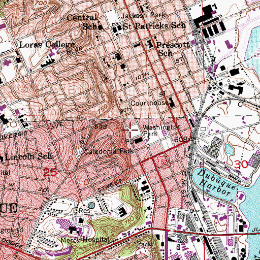 Topographic Map of Washington Park, IA