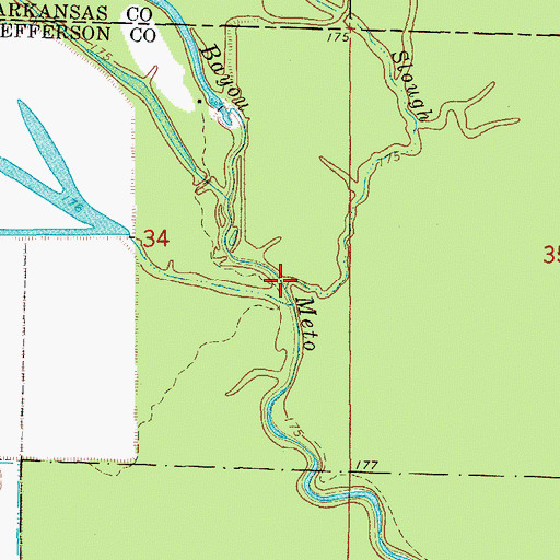 Topographic Map of Beaver Dam Slough, AR