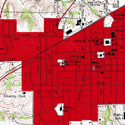 Topographic Map of Washington School, IA