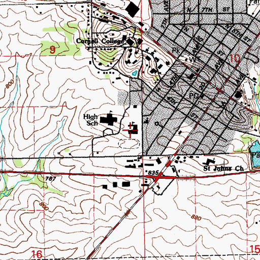 Topographic Map of Washington Elementary School, IA