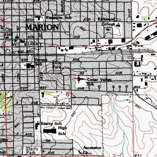 Topographic Map of Francis Marion Intermediate School, IA
