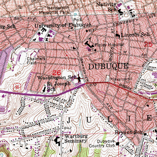 Topographic Map of George Washington Middle School, IA