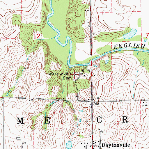 Topographic Map of Wassonville Cemetery, IA