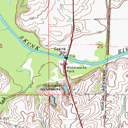 Topographic Map of Waterworks Park, IA