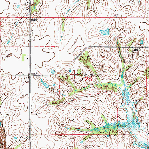 Topographic Map of Watkins Cemetery, IA