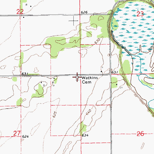 Topographic Map of Watkins Cemetery, IA