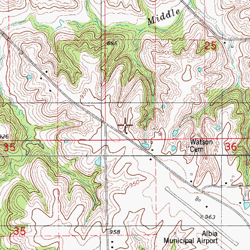 Topographic Map of Watson School, IA