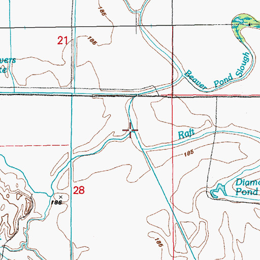 Topographic Map of Beaver Pond Slough, AR
