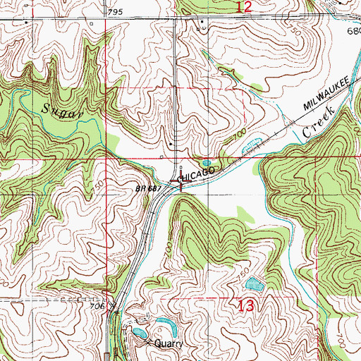 Topographic Map of Waugh Branch, IA
