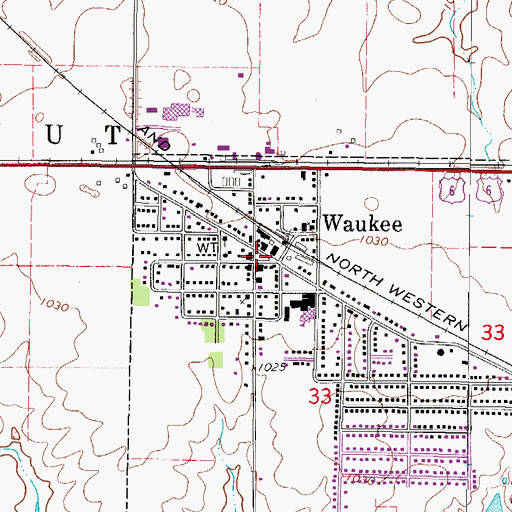 Topographic Map of Waukee, IA
