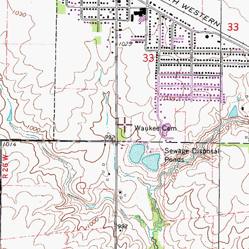 Topographic Map of Waukee Cemetery, IA