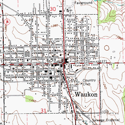 Topographic Map of Waukon, IA