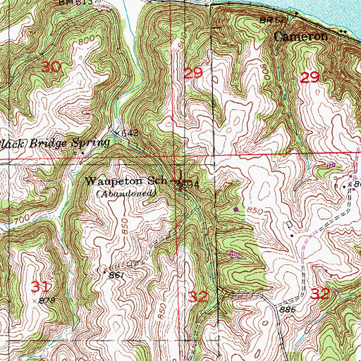 Topographic Map of Waupeton School, IA