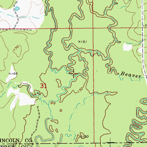 Topographic Map of Beaver Slough, AR
