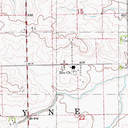 Topographic Map of Wayne Zion Church, IA