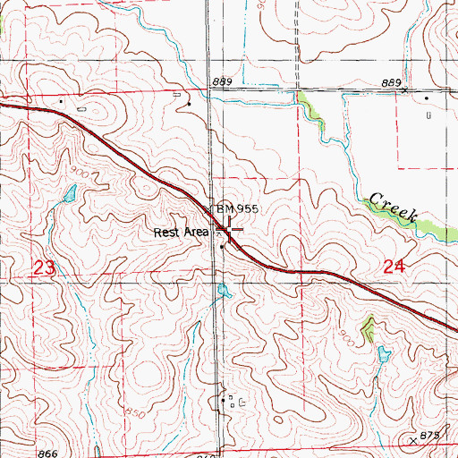Topographic Map of Wayside, IA