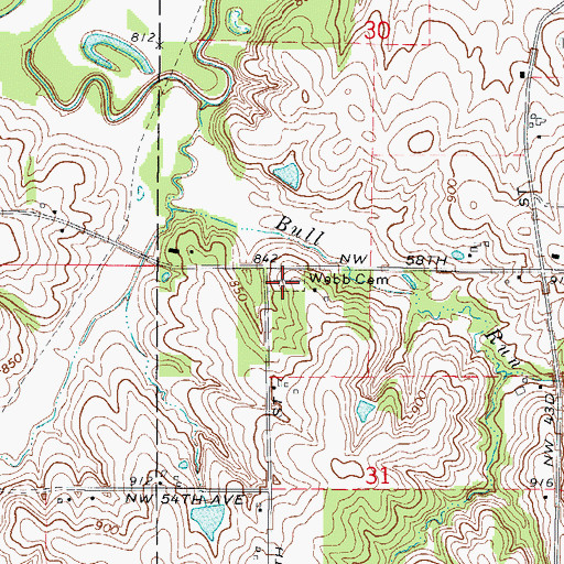 Topographic Map of Webb Cemetery, IA