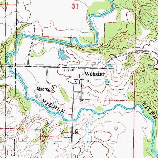 Topographic Map of Webster, IA