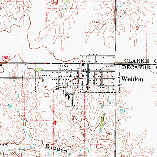 Topographic Map of Weldon, IA