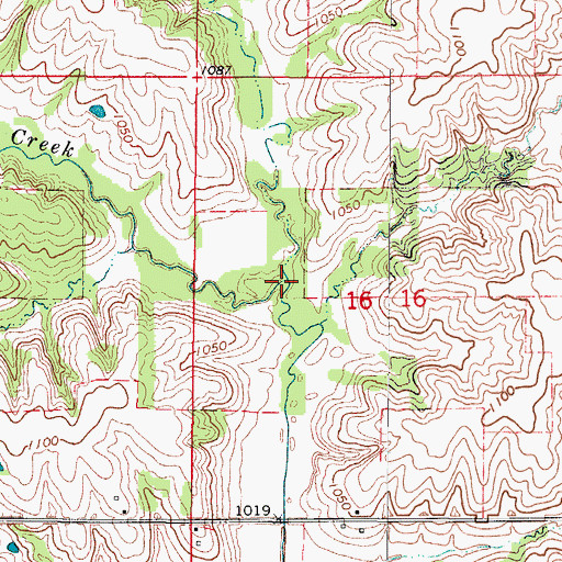 Topographic Map of Weldon Creek, IA