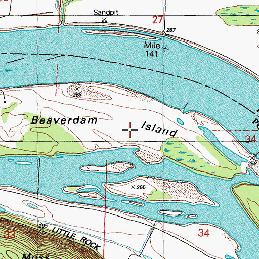 Topographic Map of Beaverdam Island, AR