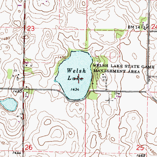 Topographic Map of Welsh Lake Wildlife Management Area, IA