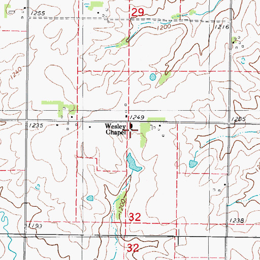 Topographic Map of Wesley Chapel, IA
