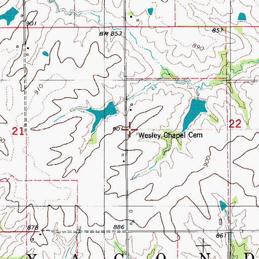 Topographic Map of Wesley Chapel Cemetery, IA