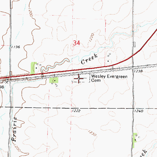 Topographic Map of Wesley Evergreen Cemetery, IA