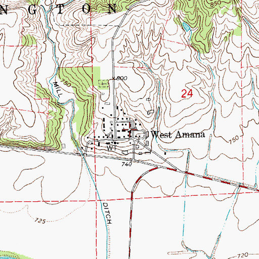 Topographic Map of West Amana, IA