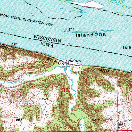 Topographic Map of West Basswood Creek, IA