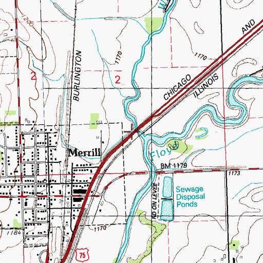 Topographic Map of West Branch Floyd River, IA