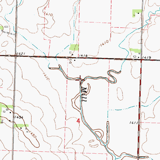 Topographic Map of West Branch Mill Creek, IA