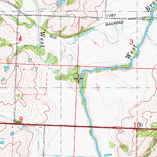Topographic Map of West Branch One Hundred and Two River, IA