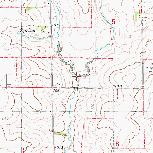 Topographic Map of West Branch Pine Creek, IA