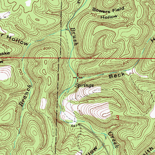 Topographic Map of Beck Hollow, AR