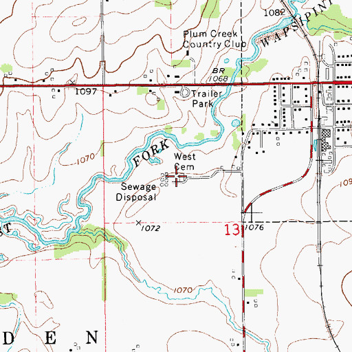 Topographic Map of West Cemetery, IA